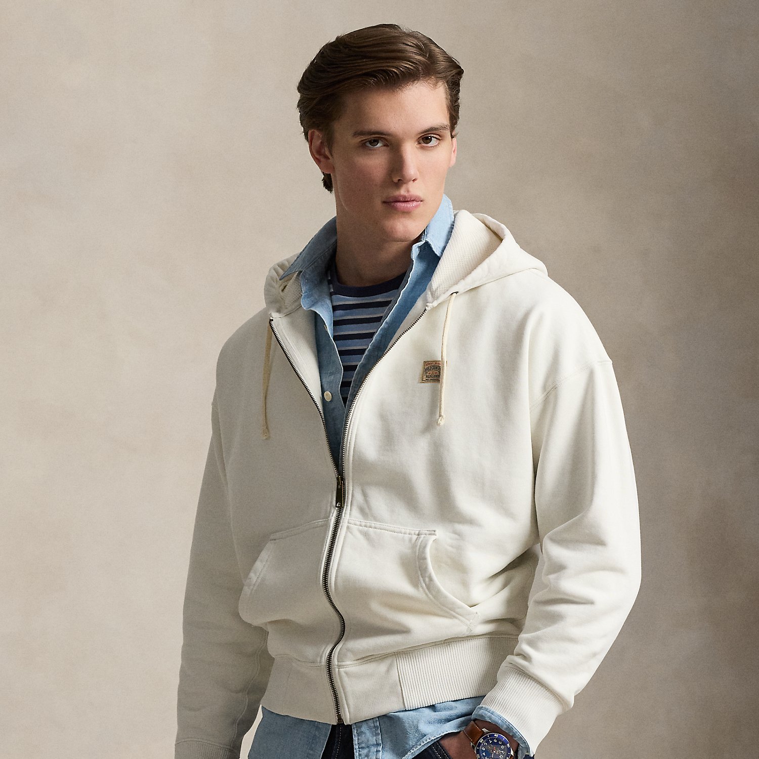 Relaxed Fit Loopback Fleece Hoodie