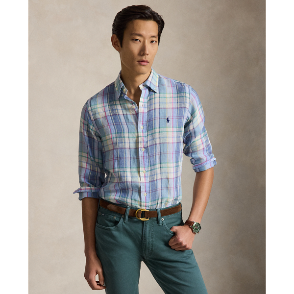 Camicia in Lino Scozzese Custom-Fit Ralph Lauren