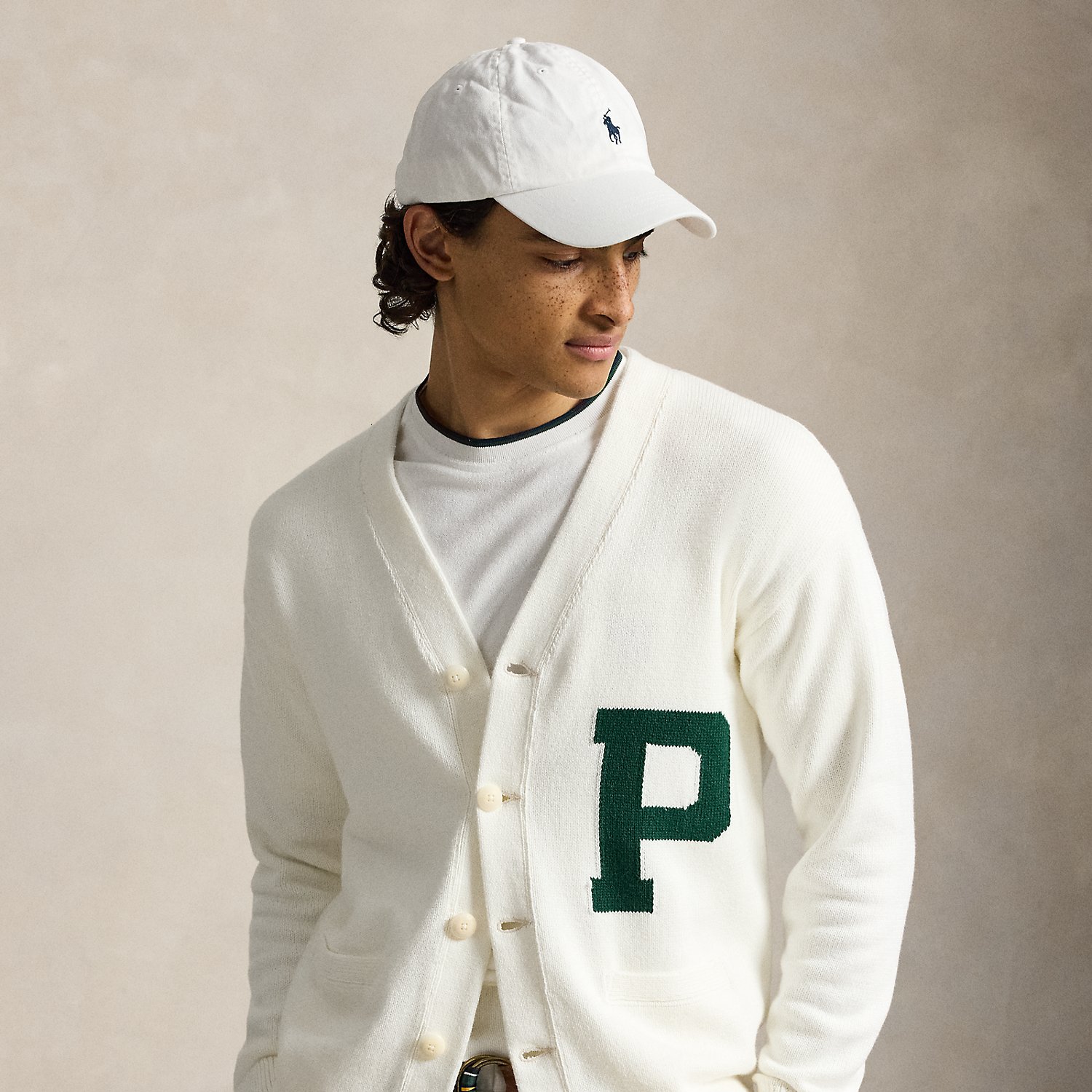 Relaxed Fit Cotton Letter Cardigan