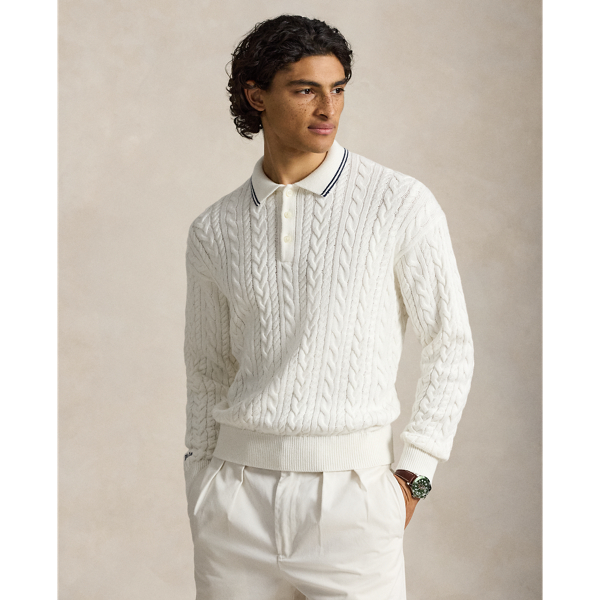 Relaxed Fit Cable Polo-Collar Jumper