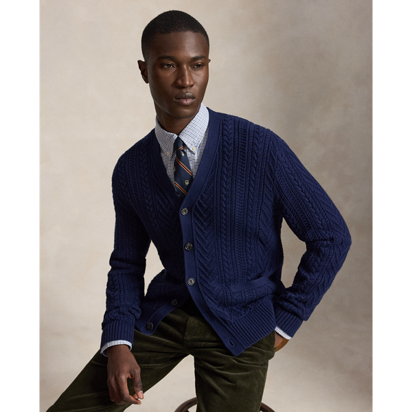 Aran-Knit Cotton Cardigan