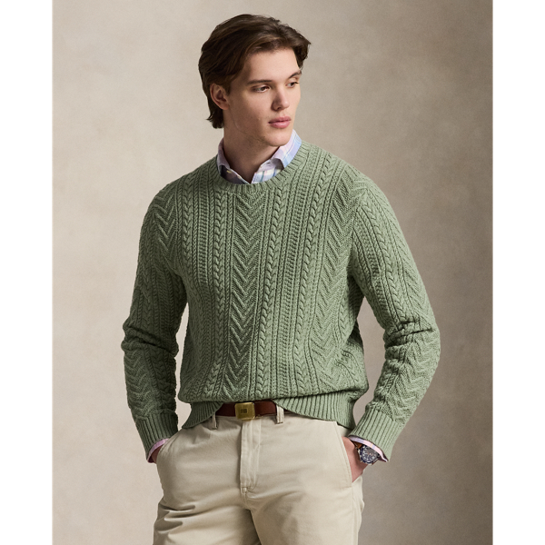 Aran-Knit Cotton-Linen Jumper