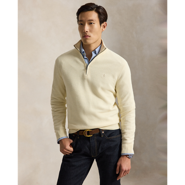 Mesh-Knit Cotton Quarter-Zip Jumper