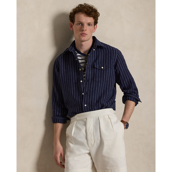 Classic Fit Striped Linen Shirt