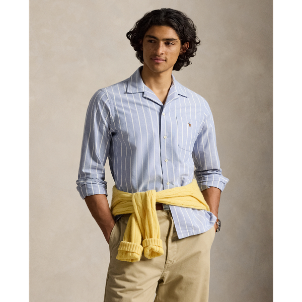 Classic Fit Striped Oxford Camp Shirt