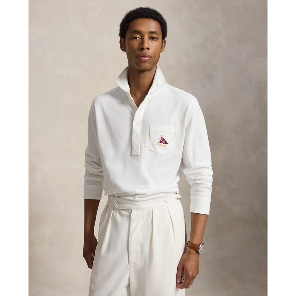 Classic Fit Embroidered Mesh Polo Shirt