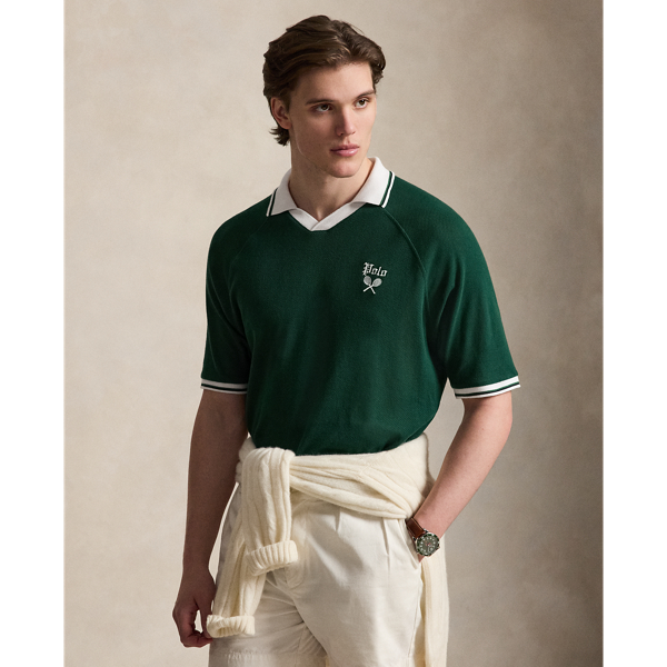 Relaxed Fit Pointelle Jersey Polo Shirt