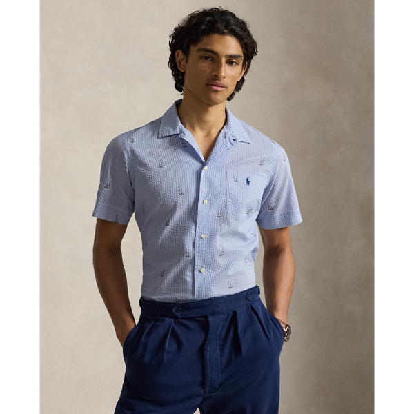 Classic Fit Sailboat Seersucker Shirt