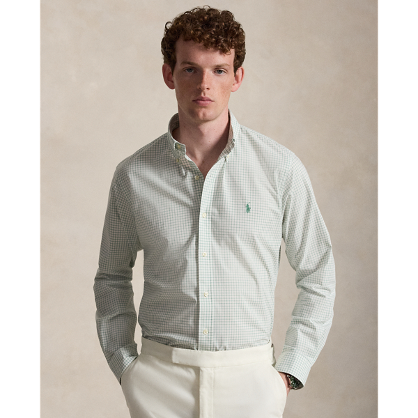 Custom Fit Checked Stretch Poplin Shirt