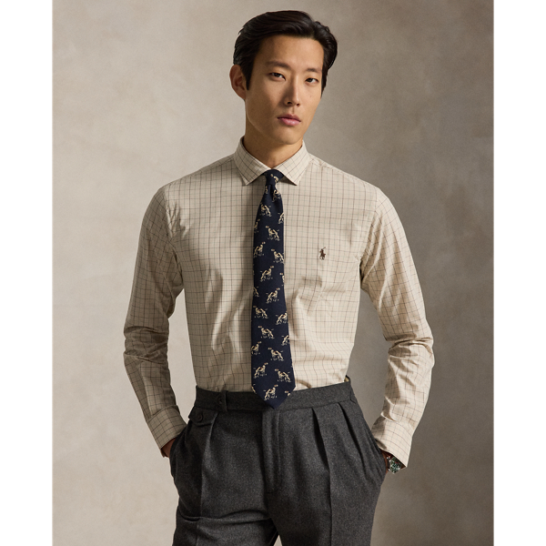 Custom Fit Checked Stretch Poplin Shirt