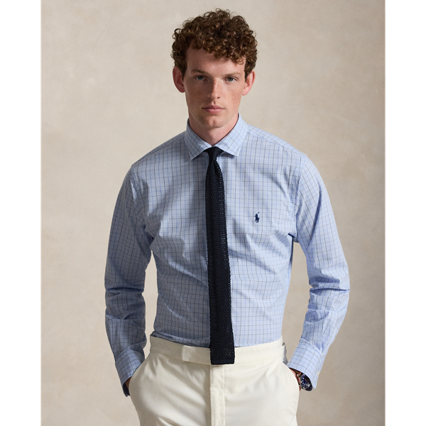 Custom Fit Plaid Stretch Poplin Shirt