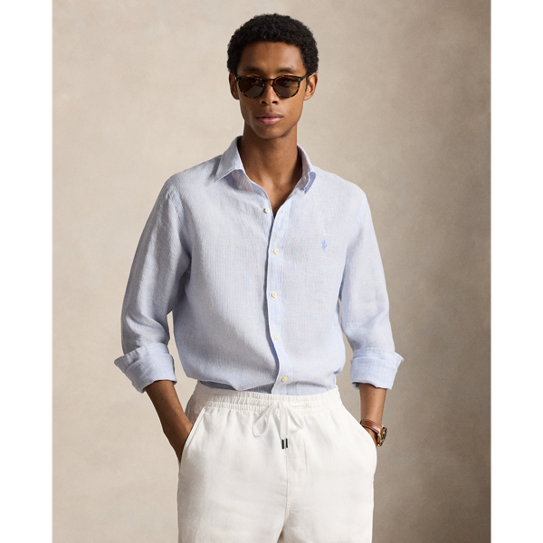Camicia in Lino a Righe Custom-Fit Ralph Lauren