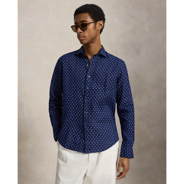 Custom Fit Geometric-Print Linen Shirt