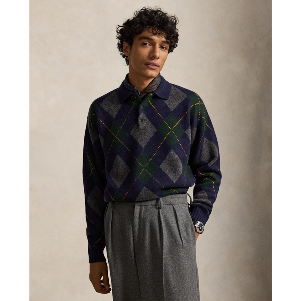 Relaxed Fit Argyle Wool-Mohair Jumper