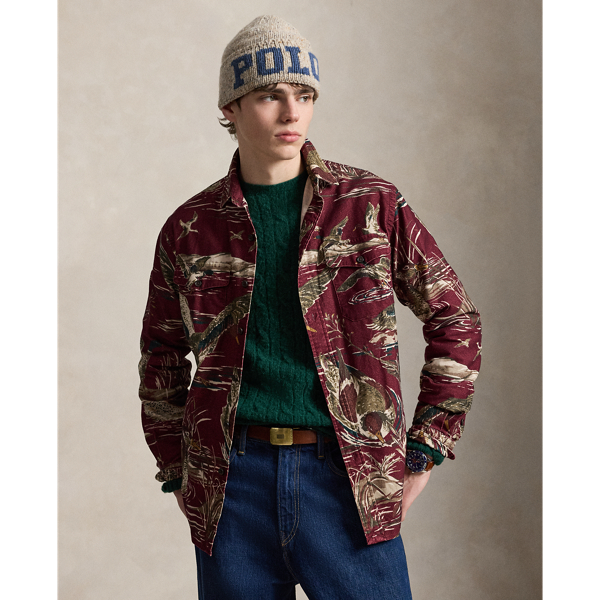 Classic Fit Duck-Print Sateen Workshirt