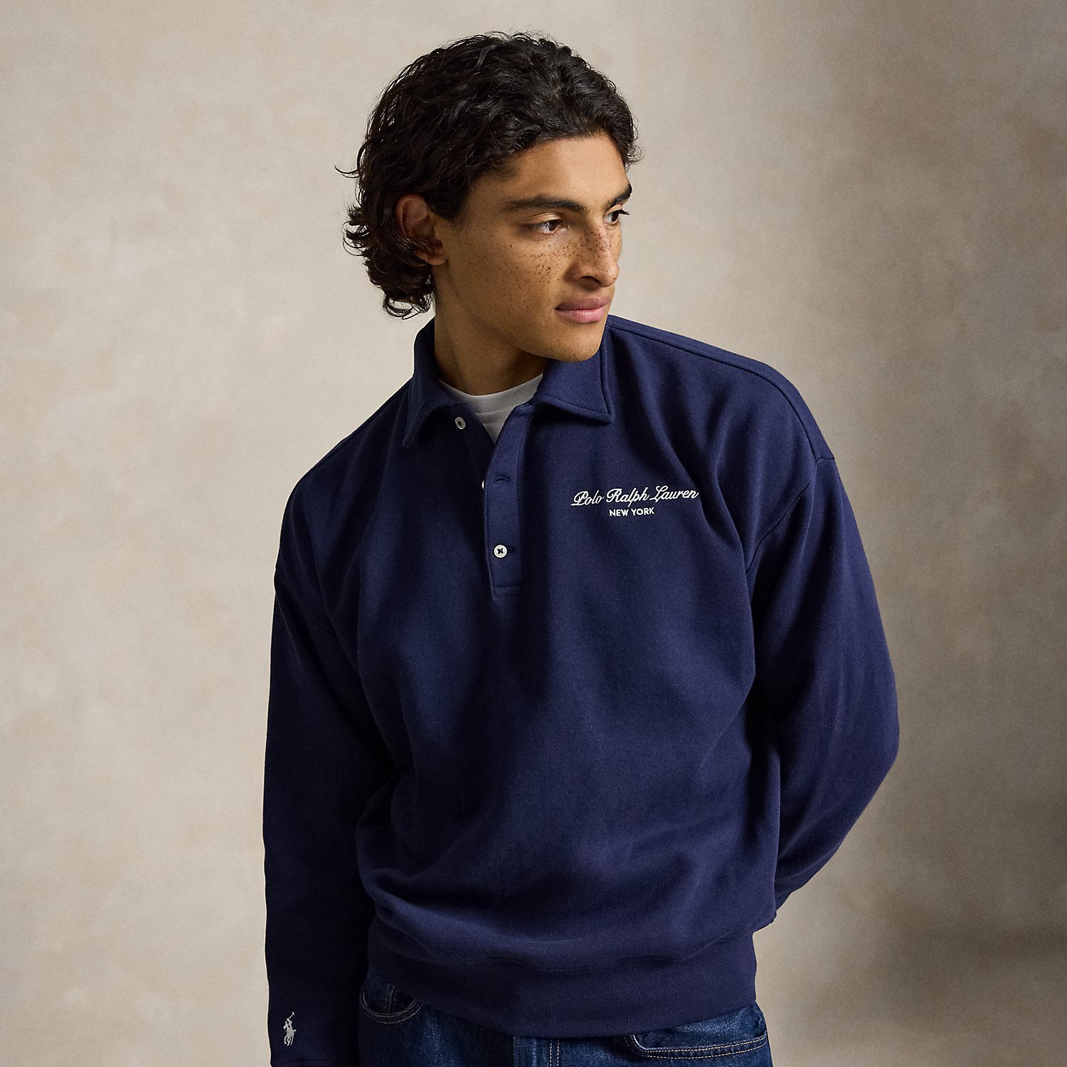 Relaxed Fit Logo Collared Sweatshirt