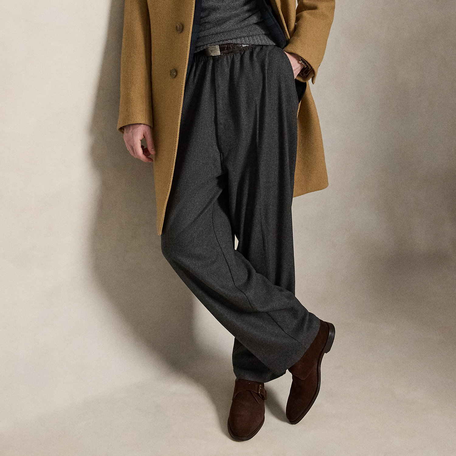 Relaxed Fit Wool Easy Trouser