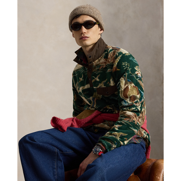 Duck-Print Brushed Fleece Pullover