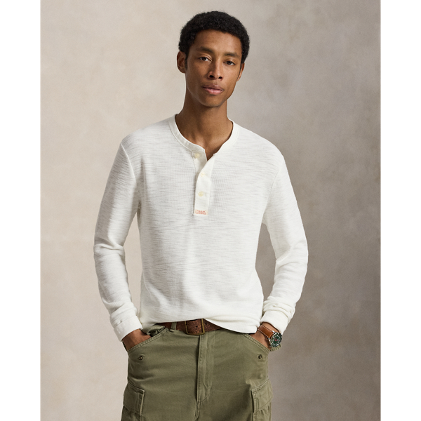 Waffle-Knit Henley Shirt