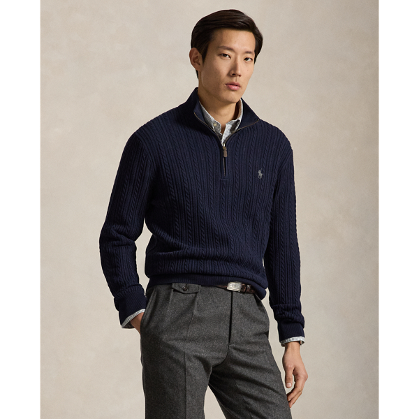 Cable-Knit Cotton Mockneck Jumper