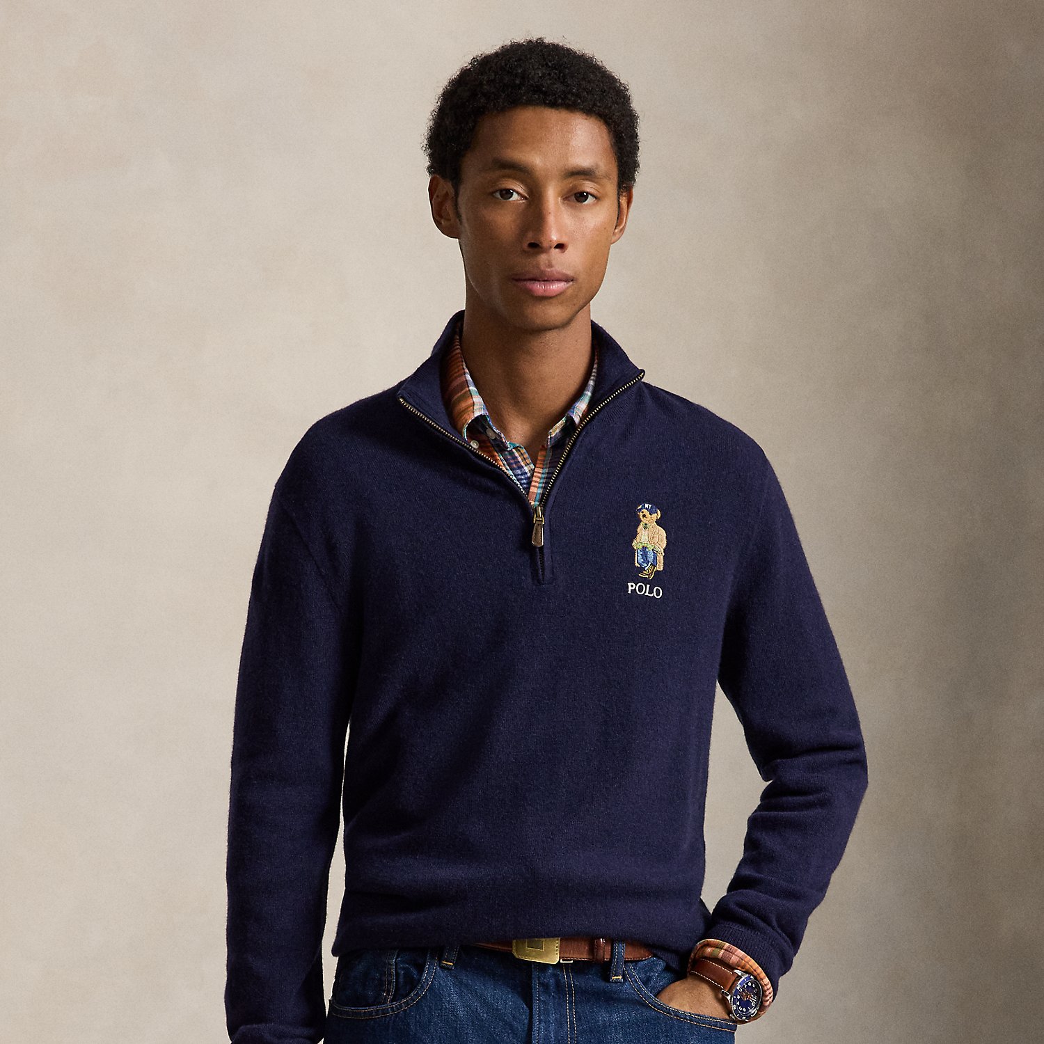 Polo Bear Wool Quarter-Zip Jumper