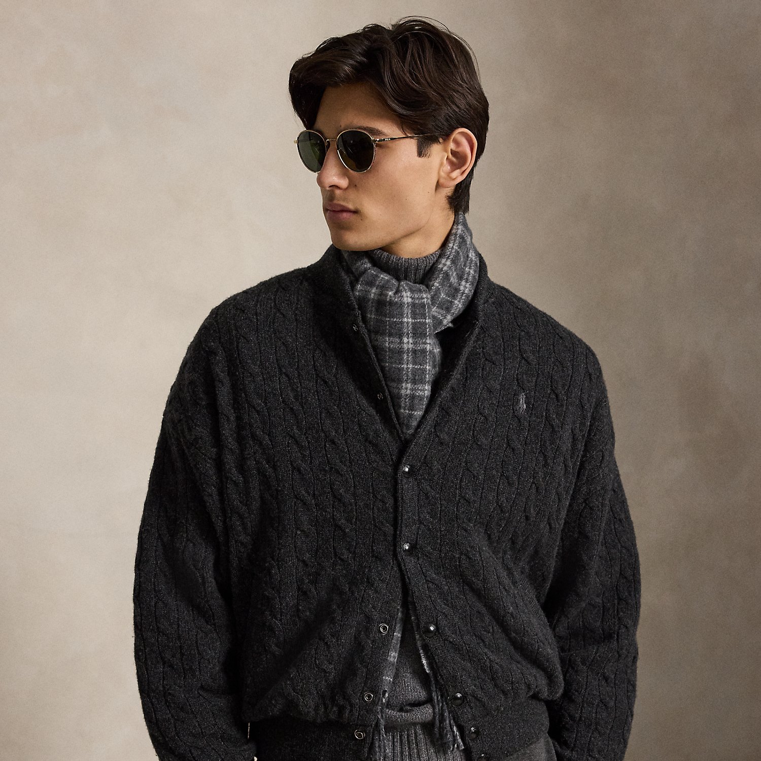 Relaxed Fit Cable-Knit Jumper Jacket