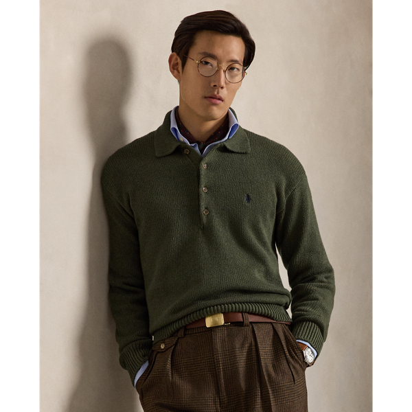 Relaxed Fit Cable Cotton Polo Jumper