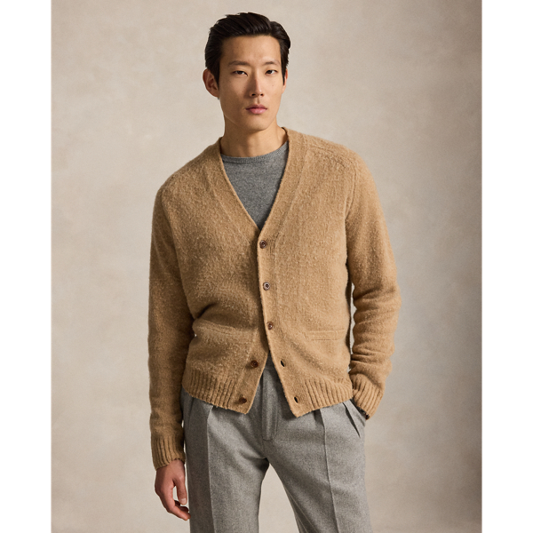 Suede-Patch Wool-Cashmere Cardigan