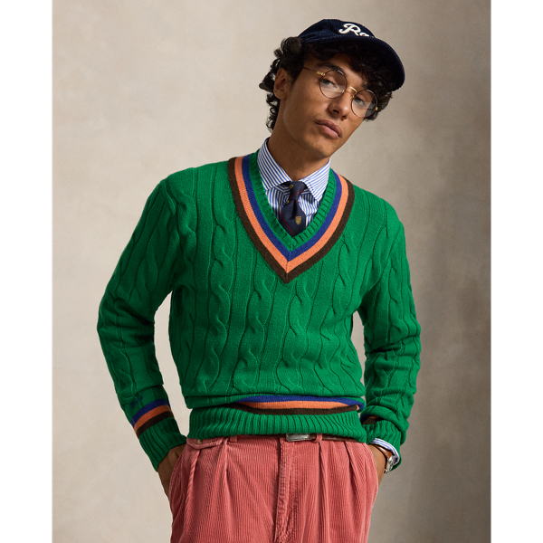 Cable-Knit Wool-Cotton Cricket Jumper