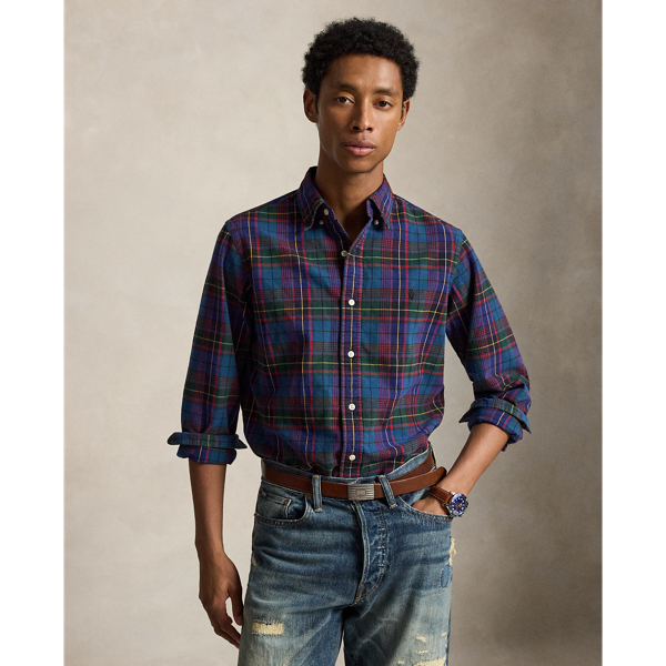 Custom Fit Plaid Brushed Oxford Shirt