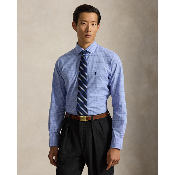 Custom Fit Checked Poplin Shirt