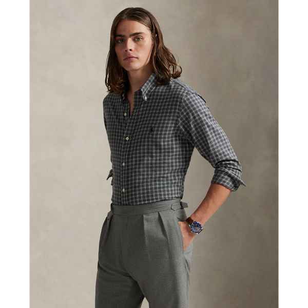 This plaid shirt is crafted with lightweight cotton twill that has been peached for unparalleled softness.