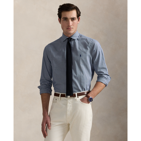 This houndstooth shirt is crafted from lightweight cotton twill, which has been peached for unparalleled softness.