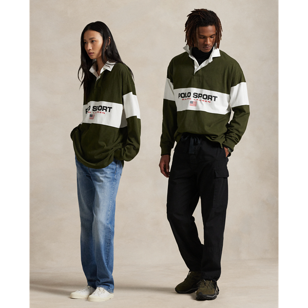 Honouring the pioneering spirit of Polo Sport's 1992 debut, this unisex rugby shirt showcases our Polo Sport logo on the front. The cotton jersey layer is developed in our Big Fit silhouette, which authentically captures bold '90s style.