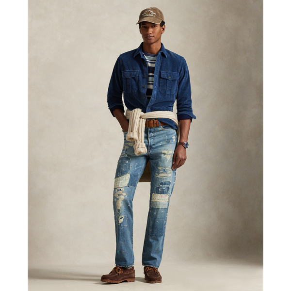 Ralph Lauren Heritage Straight Distressed Jean In Blue