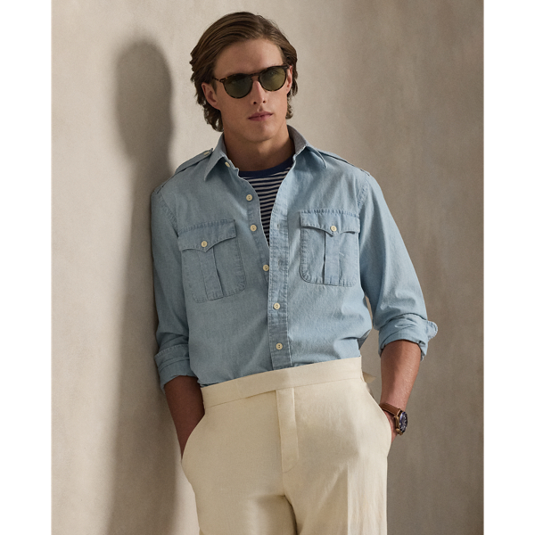 Ralph Lauren Classic Fit Chambray Workshirt In Blue