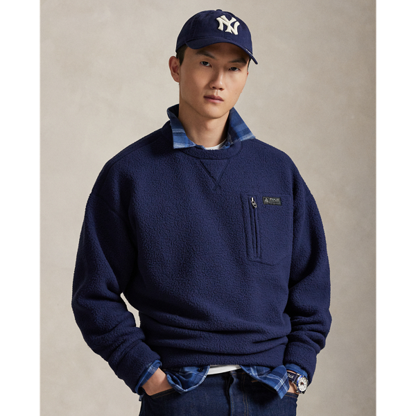 Ralph Lauren Relaxed Fit Pile Fleece Sweatshirt In Blue