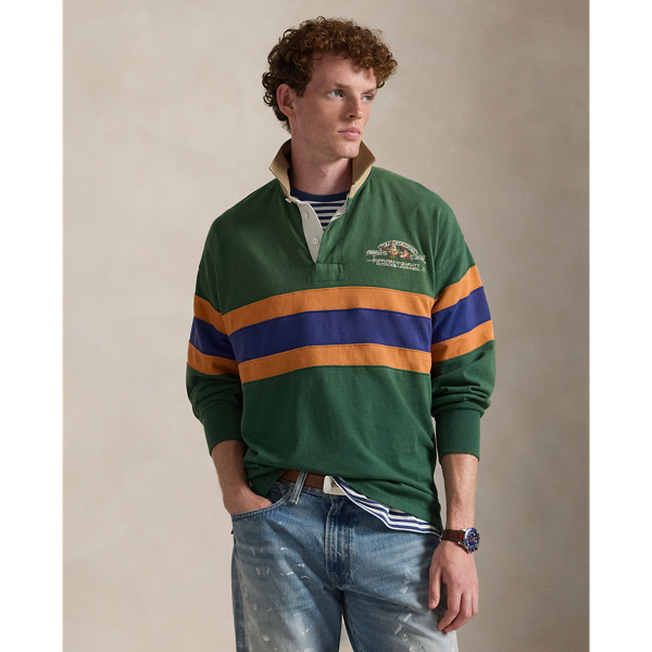 Ralph Lauren Vintage Fit Embroidered Rugby Shirt In Green