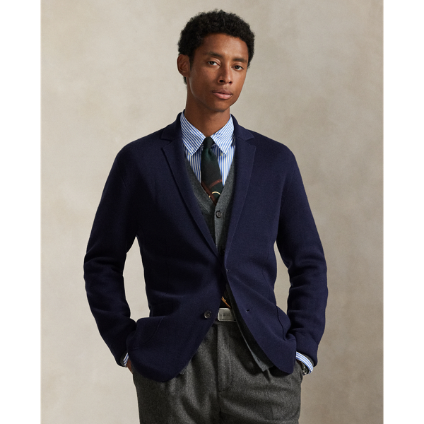 Ralph Lauren Washable Wool Blazer Cardigan In Blue