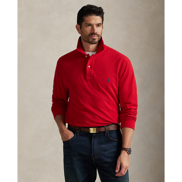 Polo Ralph Lauren Ralph Lauren Mesh Long-sleeve Polo Shirt In Red