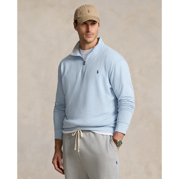 Polo Ralph Lauren Luxury Jersey Quarter-zip Pullover In Blue Heather