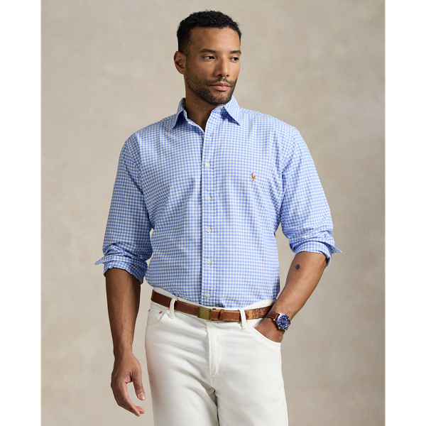 Polo Ralph Lauren Men's Big & Tall Gingham Oxford Shirt In Light Blue/white