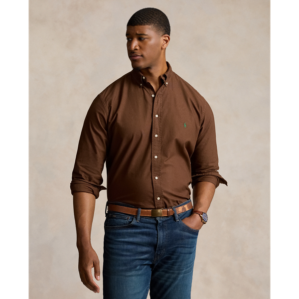 Polo Ralph Lauren Garment-dyed Oxford Shirt In Chocolate Mousse