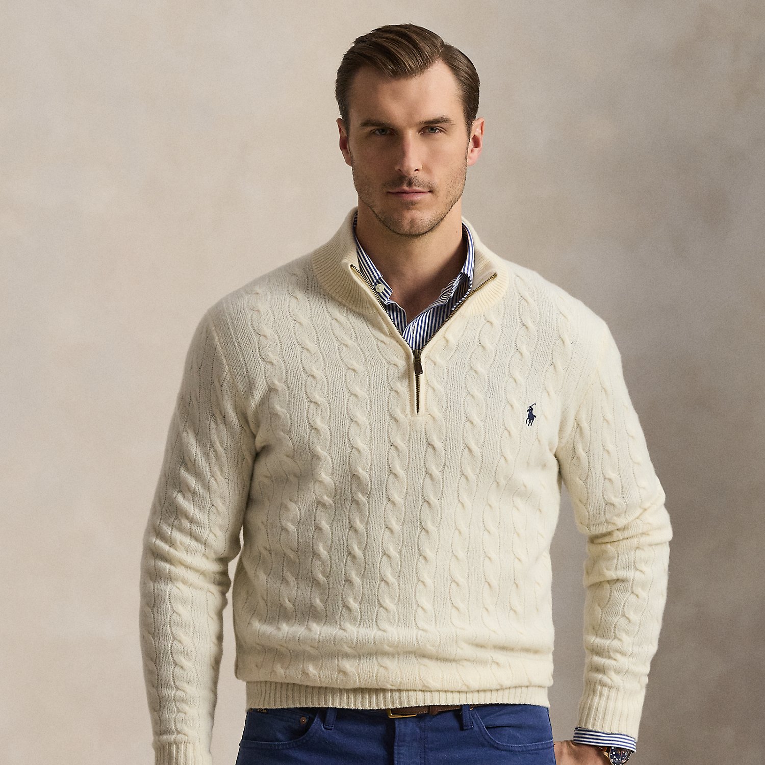 Big & Tall – Cable-Knit Quarter-Zip Jumper