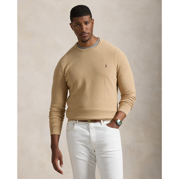 Polo Ralph Lauren Mesh-knit Cotton Sweater In Camel Melange