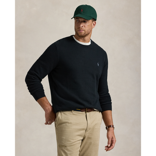 Polo Ralph Lauren Mesh-knit Cotton Crewneck Sweater In Polo Black/tonal Pp