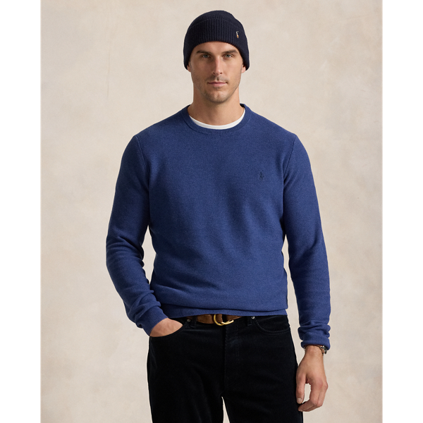 Polo Ralph Lauren Mesh-knit Cotton Crewneck Sweater In Rustic Navy Heather