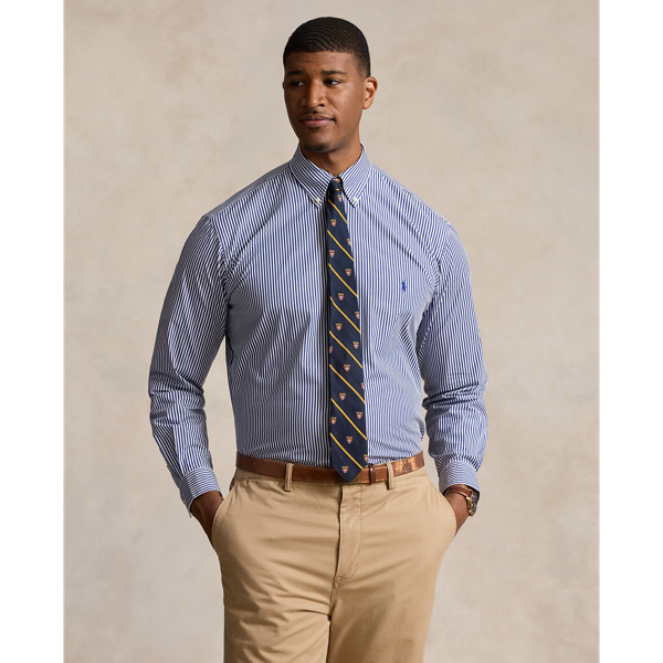 Polo Ralph Lauren Striped Stretch Poplin Shirt In Navy/white
