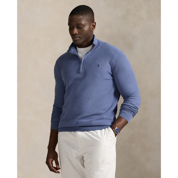 Grandes Tailles - Pull demi-zippé en coton piqué - Big & Tall - Modalova