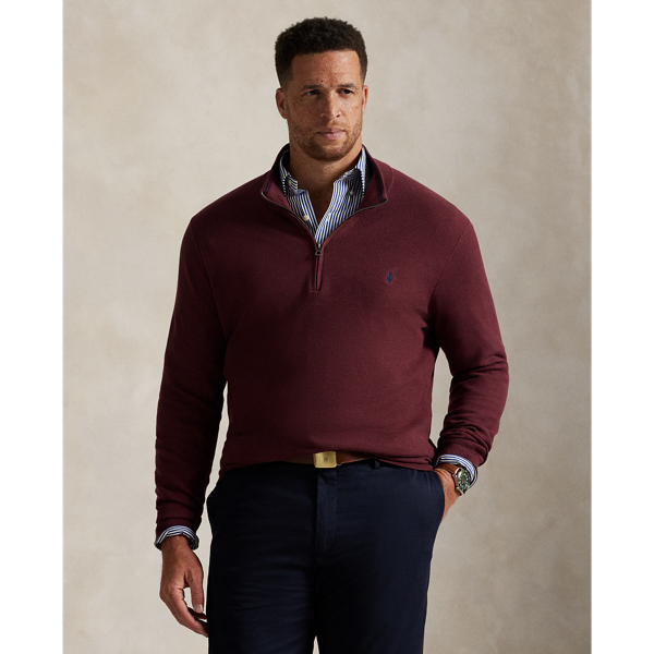 Polo Ralph Lauren Ralph Lauren Mesh-knit Cotton Quarter-zip Sweater In Multi
